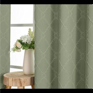Elegant Sage  Green Patterned Curtain
